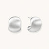 Brushed sterling silver cushion-shaped stud earrings with matte finish on white background