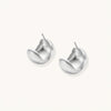 Brushed sterling silver cushion-shaped stud earrings with matte finish on white background